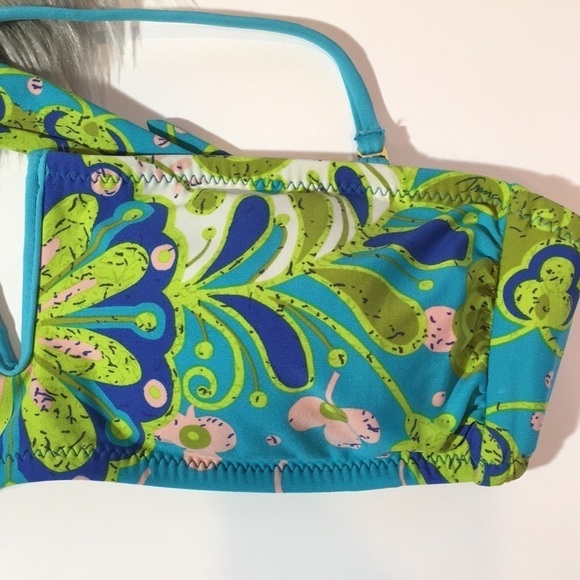 Trina Turk Woodblock Floral Bandeau Bikini top - Picture 3 of 8